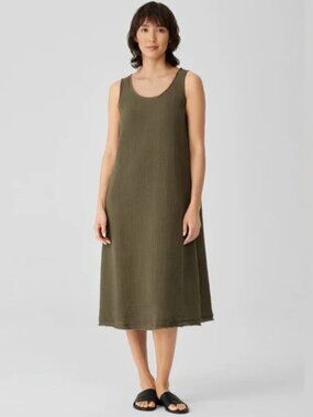 Eileen Fisher Olive Green Midi Dress